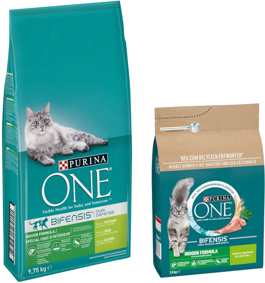 9,75 kg + 2,8 kg gratis! 12,55 kg PURINA ONE - 9,75 kg + 2,8 kg Indoor Formula