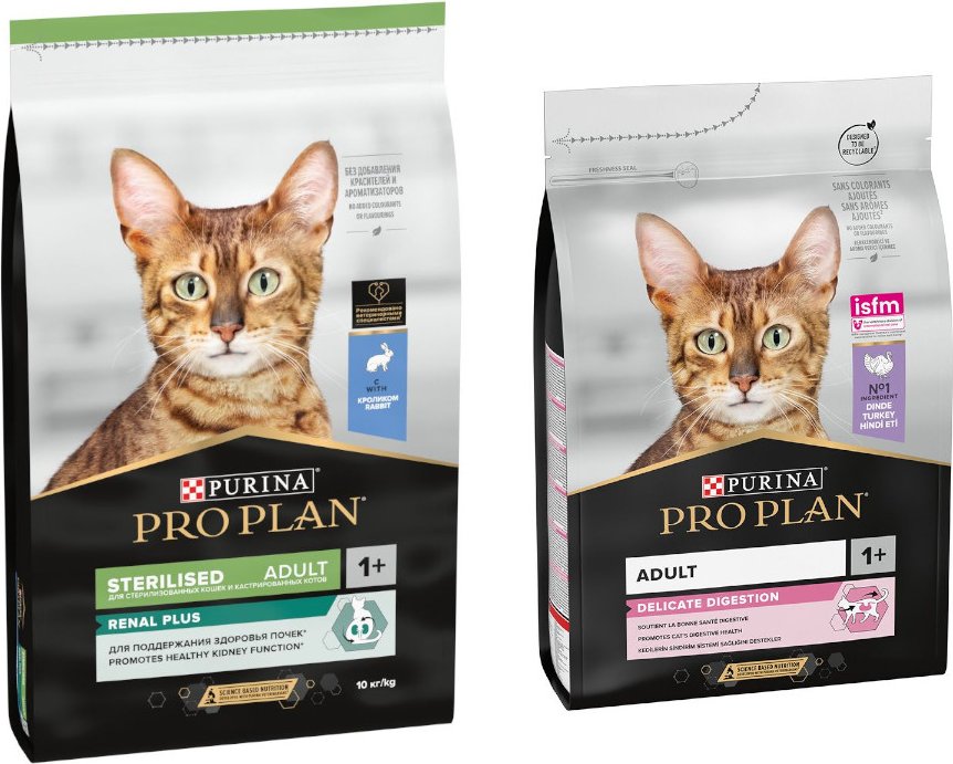 10 kg PURINA PRO PLAN Trockenfutter + 3 kg Adult Delicate Digestion Truthahn gratis! - Sterilised Adult Renal Plus Kanin...