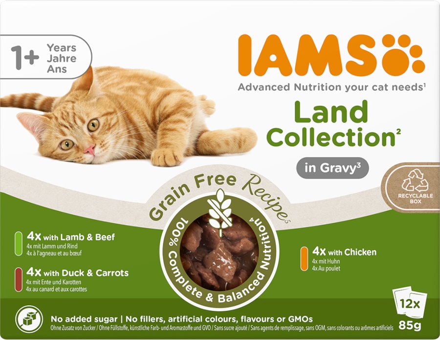 IAMS Advanced Nutrition Grain Free Land Collection in Sauce - 12 x 85 g