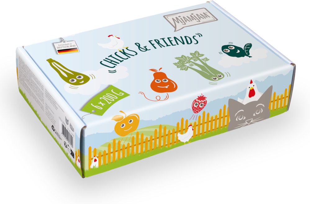 MjAMjAM Katzenfutter 6 x 200 g - Chicks & Friends Multipack