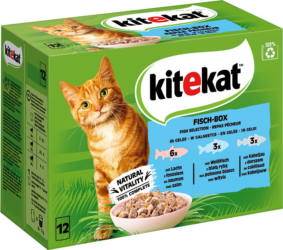Kitekat Frischebeutel 48 x 85 g - Fisch Box in Gelee