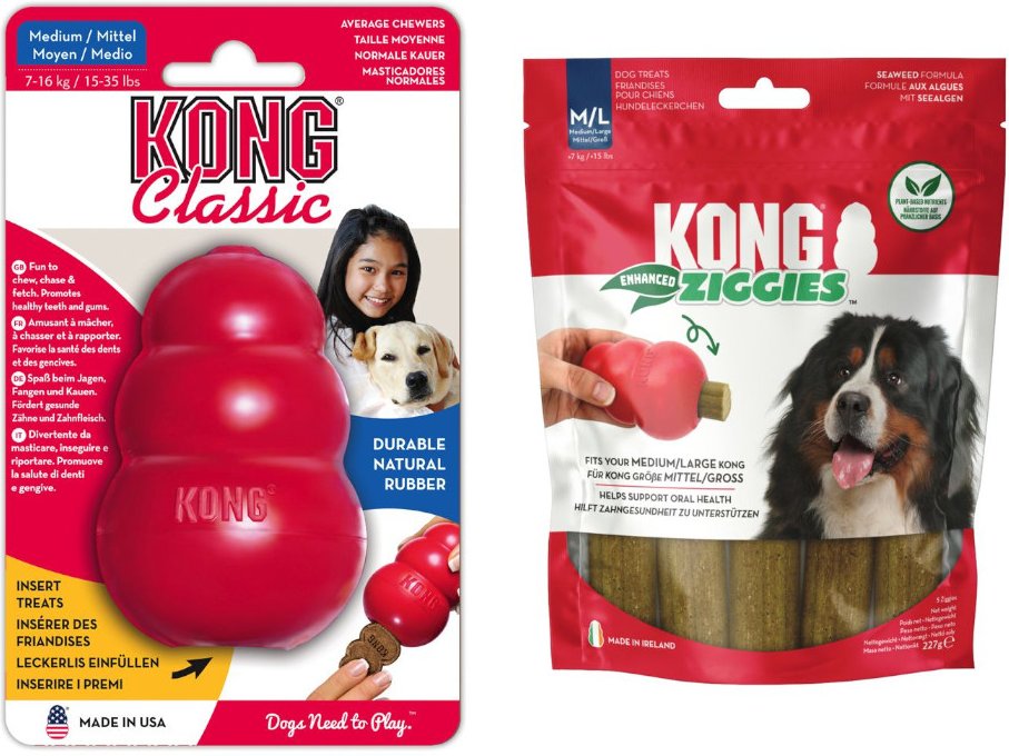 Thumbnail - KONG Classic - KONG M (8,5 cm) + Kong Ziggies Enhanced (227 g)