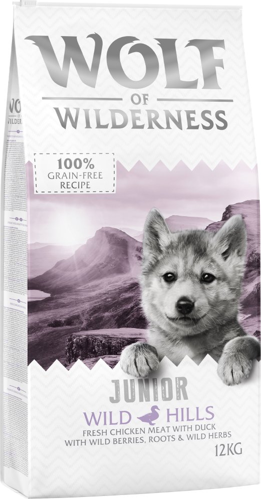 2 x 12 kg Wolf of Wilderness Trockenfutter - getreidefrei - JUNIOR Wild Hills - Ente