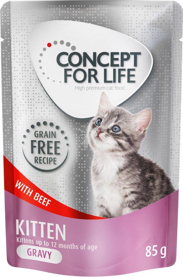 Sparpaket Concept for Life getreidefrei 48 x 85 g - Kitten Rind - in Soße