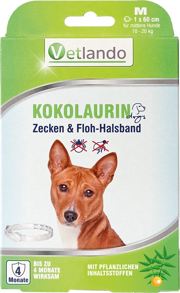Vetlando Kokolaurin Zecken- & Floh-Halsband Hunde - Größe M: 60 cm, für Hunde 10 - 20 kg
