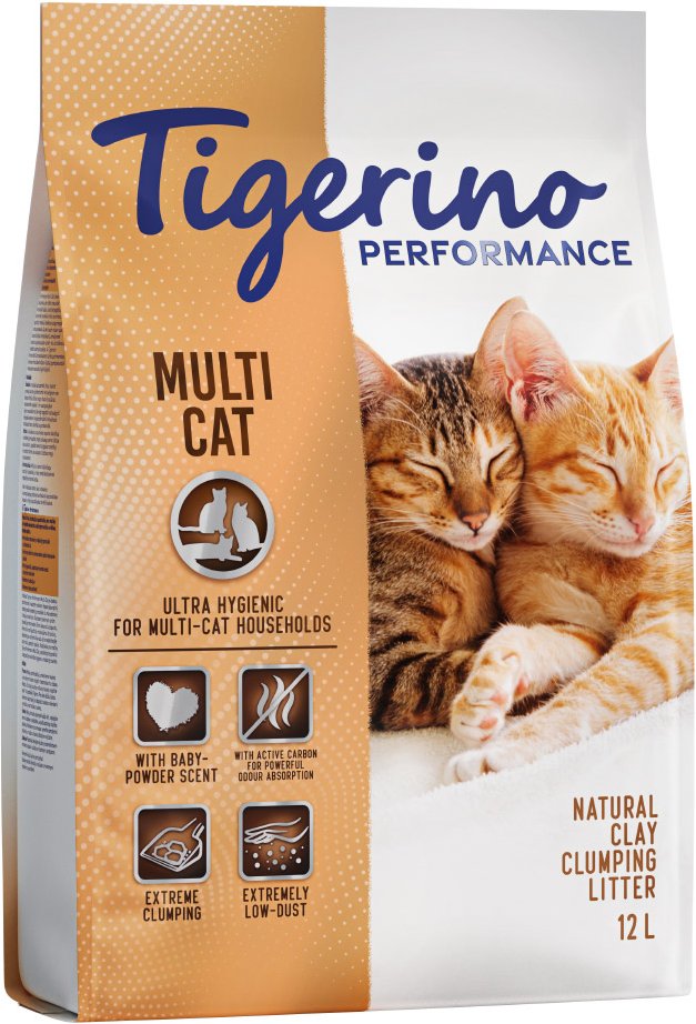Tigerino Performance Multi Cat Katzenstreu – Babypuderduft - Sparpaket 2 x 12 l
