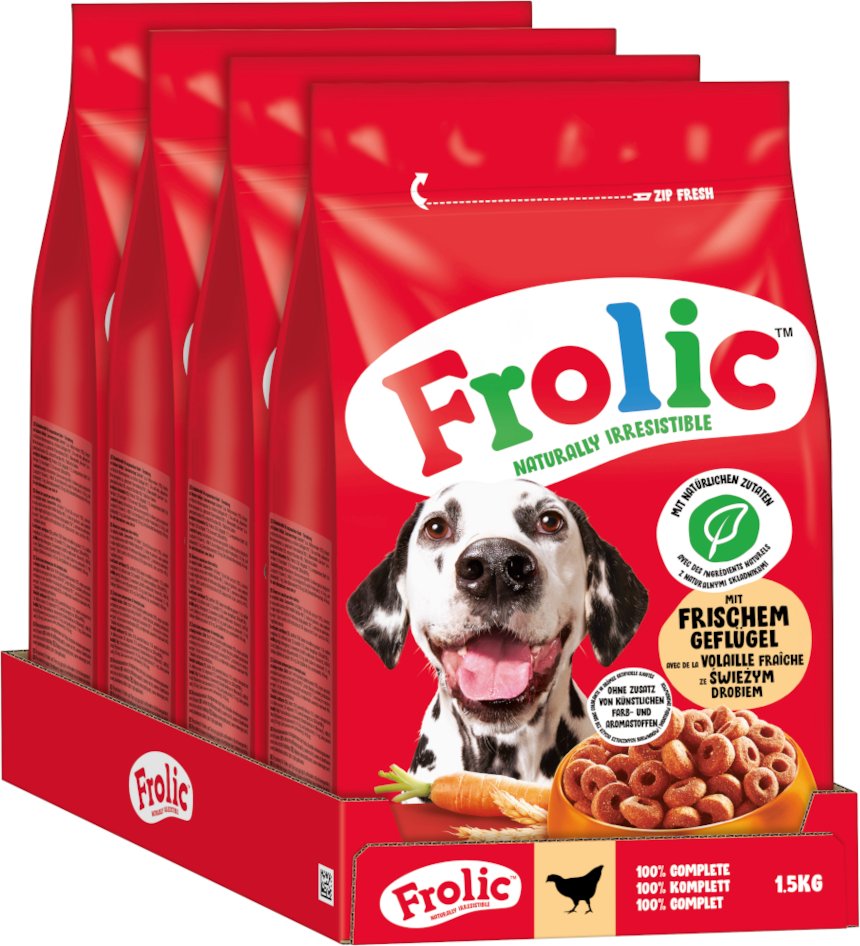 Frolic Geflügel, Gemüse + Reis - 6 kg (4 x 1,5 kg)