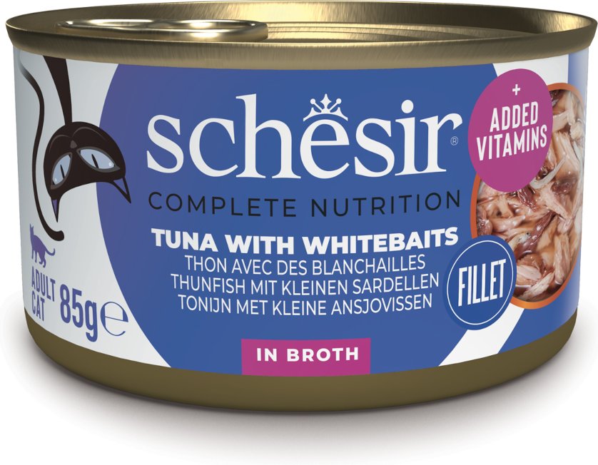 Schesir Complete Nutrition Filet in Brühe 6 x 85 g - Thunfisch mit Weißfisch