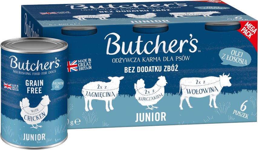 Butcher's Original Getreidefrei Junior 6 x 400 g - Mixpaket (3 Sorten)