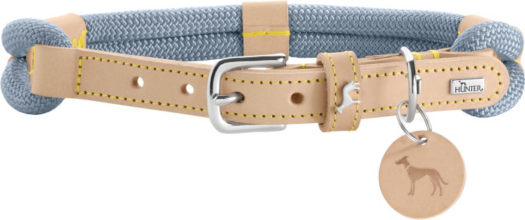 HUNTER Halsband Malia, taubenblau/natur - Größe 55/M: 40 - 49 cm Halsumfang