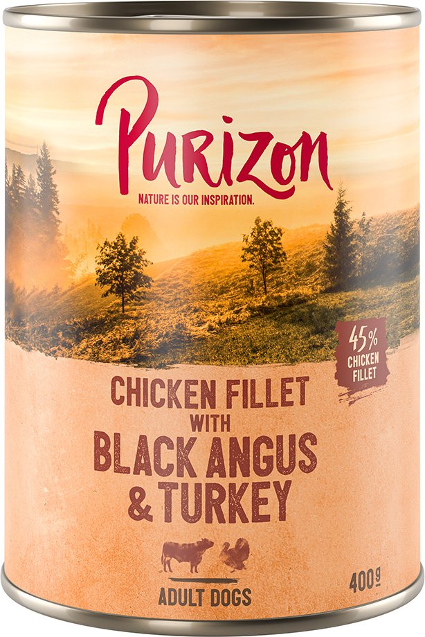 Sparpaket Purizon Original 12 x 400 g - Hühnerfilet mit Black Angus & Truthahn, Süßkartoffel und Cranberry