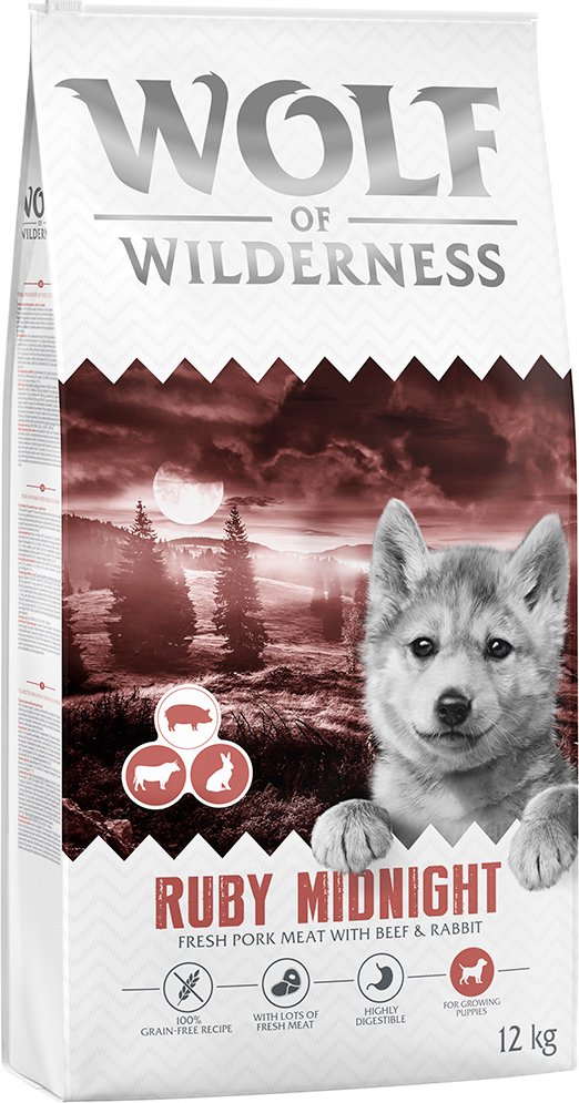 Wolf of Wilderness Junior "Ruby Midnight" Rind & Kaninchen - getreidefreie Rezeptur - 12 kg
