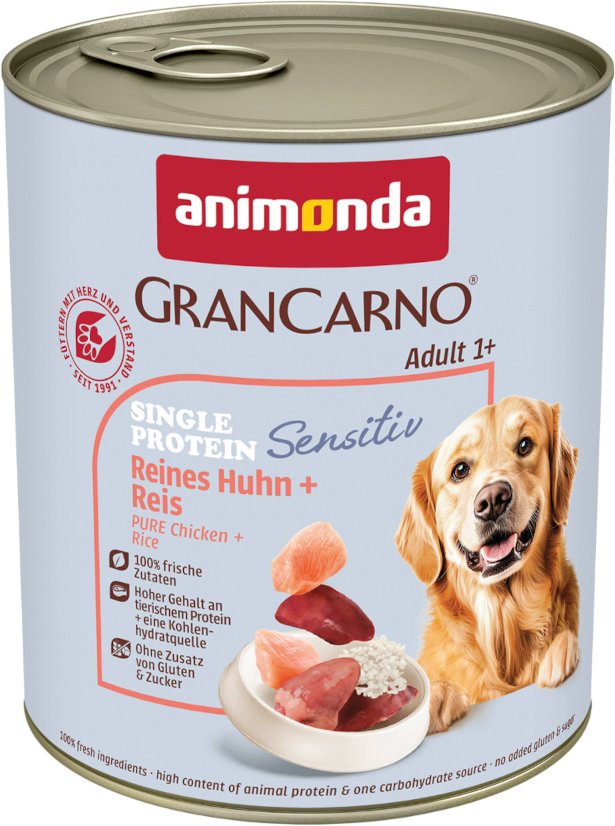 Animonda Grancarno Adult Single Protein Sensitiv 6 x 800 g - Reines Huhn & Reis