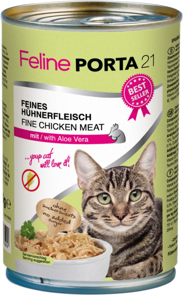 Sparpaket Feline Porta 12 x 400 g - Hühnerfleisch mit Aloe (getreidefrei)