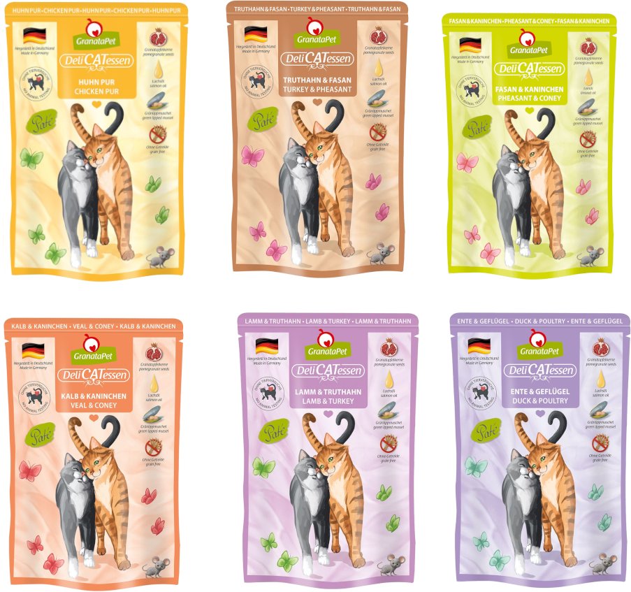 GranataPet DeliCatessen Pouch Probierpakete 6 x 85 g - Probierpaket ohne Fisch