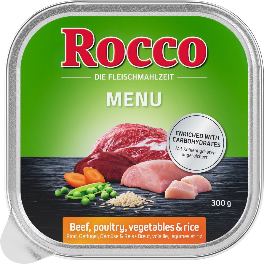 Rocco Menü 9 x 300g - Rind mit Geflügel, Gemüse & Reis