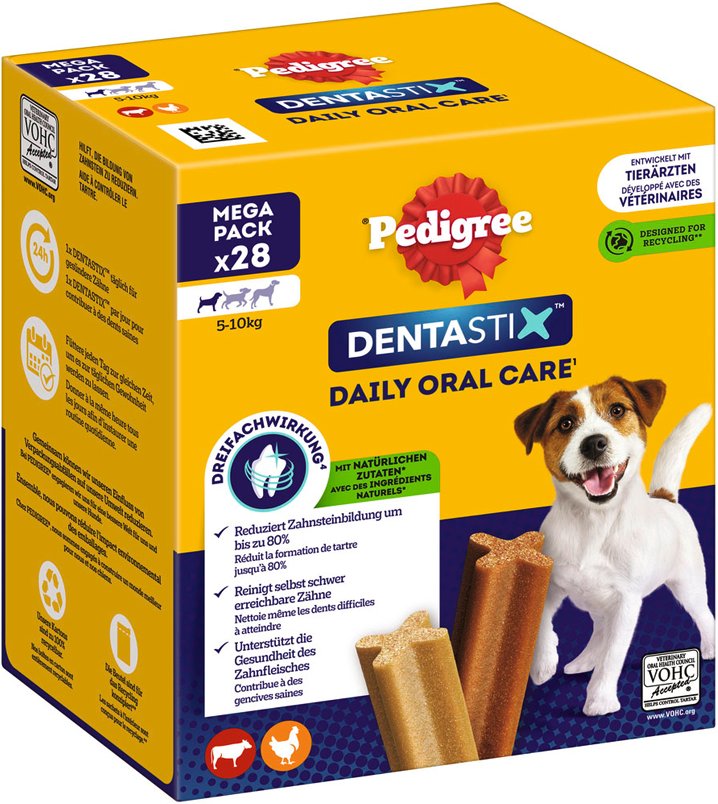 Pedigree Dentastix Hund: Zahnpflege Snacks für kleine Hunde (5-10 kg) - Multipack (28 Stück)