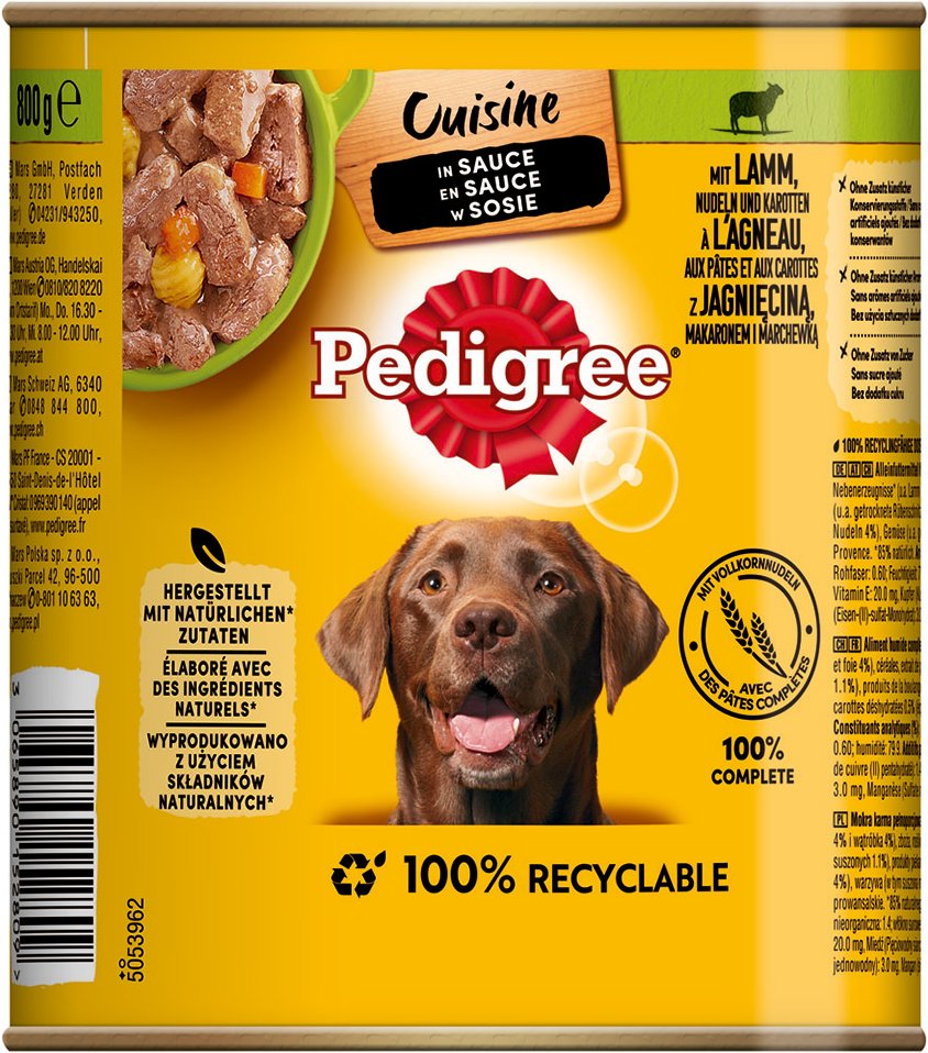 Pedigree Classic 12 x 800 g - Lamm & Karotten in Soße