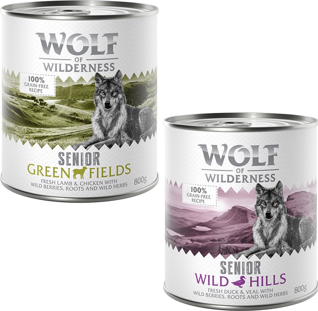 Wolf of Wilderness Senior - Duo-Protein 6 / 24 x 800 g  - 24 x 800 g: Mix 12x Lamm, 12x Ente