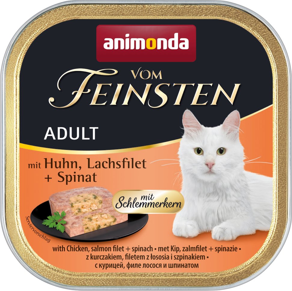 Thumbnail - animonda vom Feinsten Adult mit Schlemmerkern 6 x 100 g - Huhn, Lachsfilet & Spinat