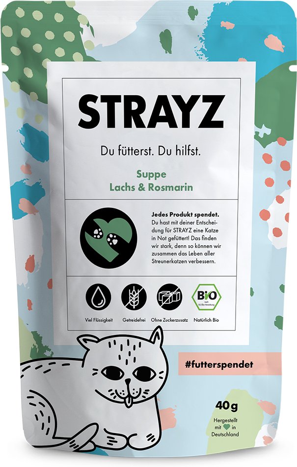STRAYZ BIO Suppe 14 x 40 g - Bio-Lachs & Bio-Rosmarin