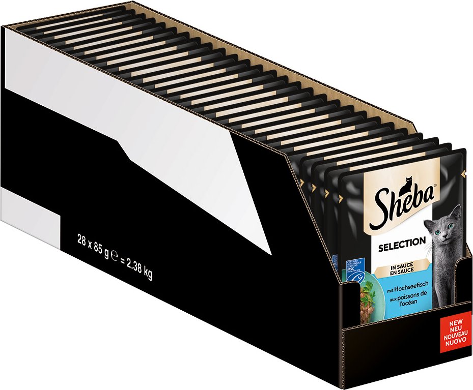 Megapack Sheba Varietäten Frischebeutel 28 x 85 g - Selection in Sauce mit Hochseefisch