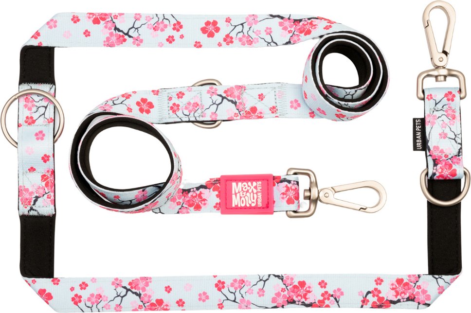Max & Molly Multifunktionsleine Cherry Bloom - L: 200 cm lang, 25 mm breit