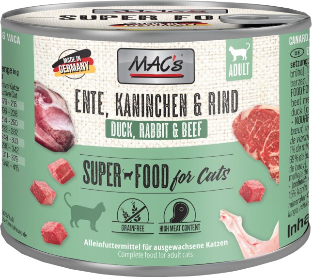 Sparpaket MAC´s Cat 24 x 200 g - Ente, Kaninchen, Rind