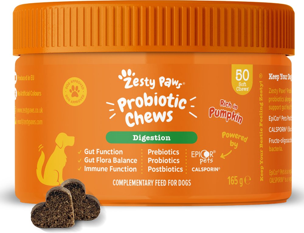 1 + 1 gratis! 2 x 50 Kautabletten Zesty Paws - Probiotic Chews Kürbis