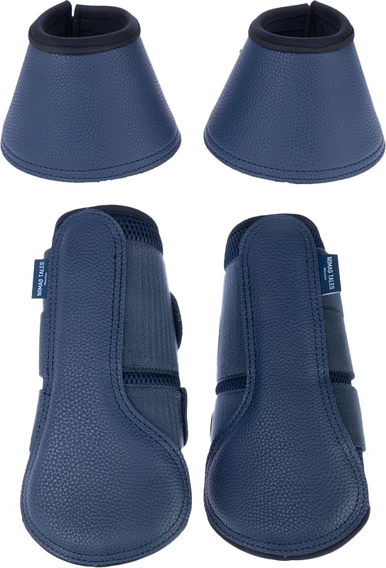 Nomad Tales Set Gamaschen & Hufglocken aus Kunstleder - Sparset: 2 Gamaschen & 2 Hufglocken, Größe M