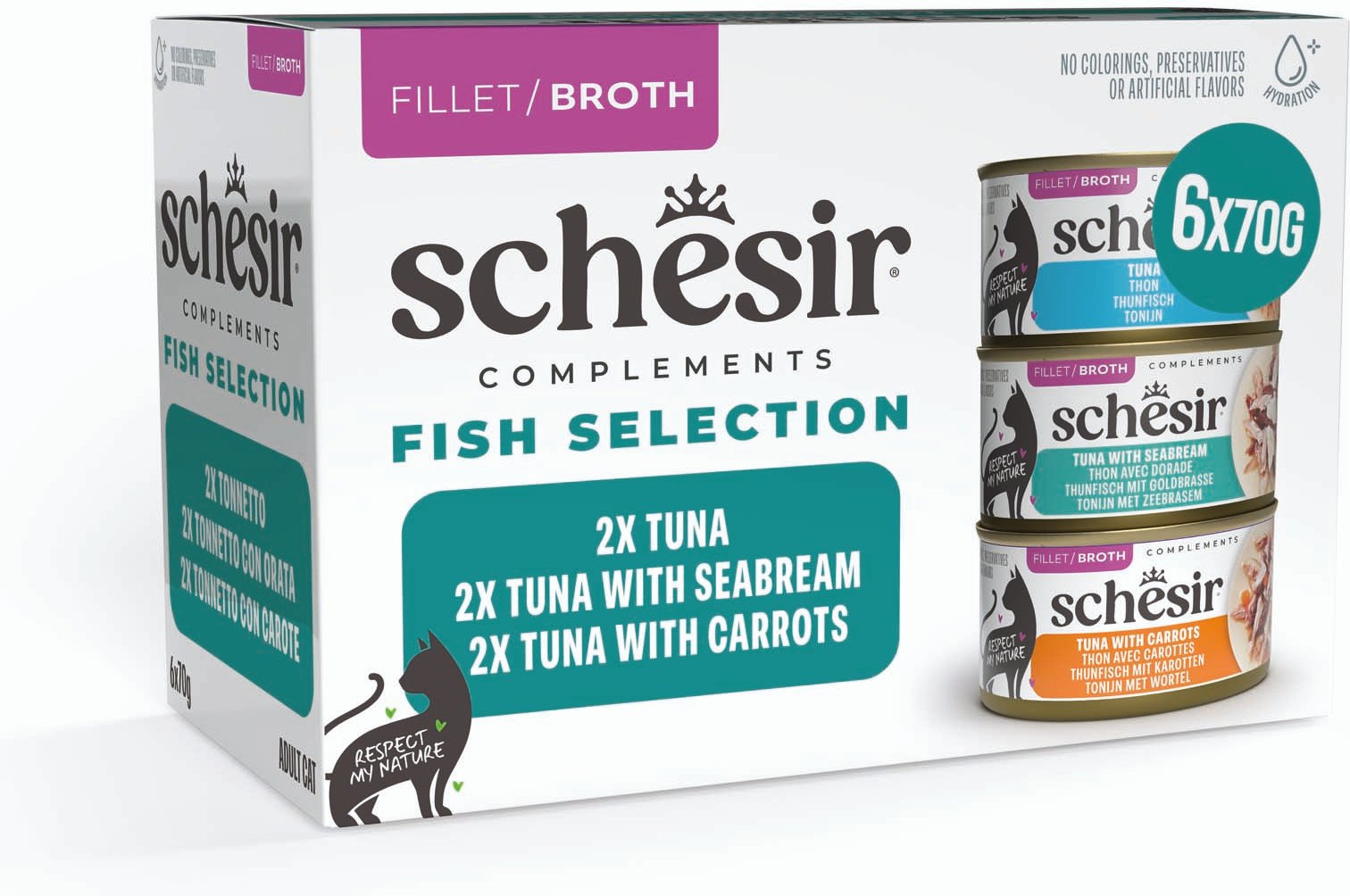 Schesir Complements in Brühe 6 x 70 g - Mix (3 Sorten)