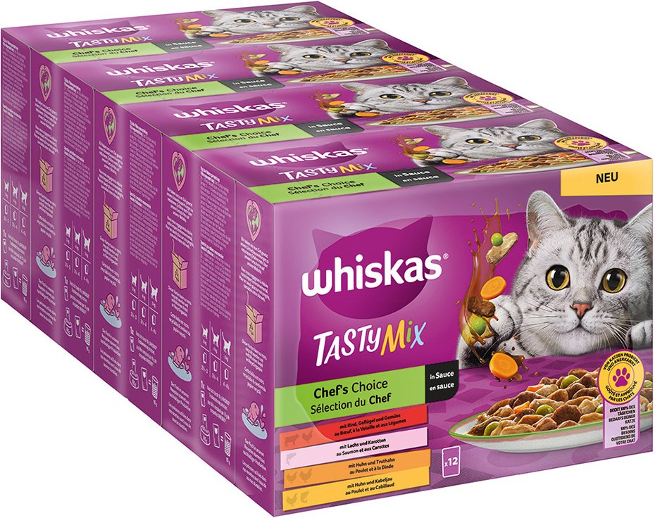 Multipack Whiskas Tasty Mix Portionsbeutel 48 x 85 g - Chef's Choice in Sauce
