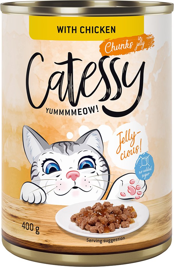 Thumbnail - Catessy Häppchen in Sauce oder Gelee 12 x 400 g - mit Huhn in Gelee