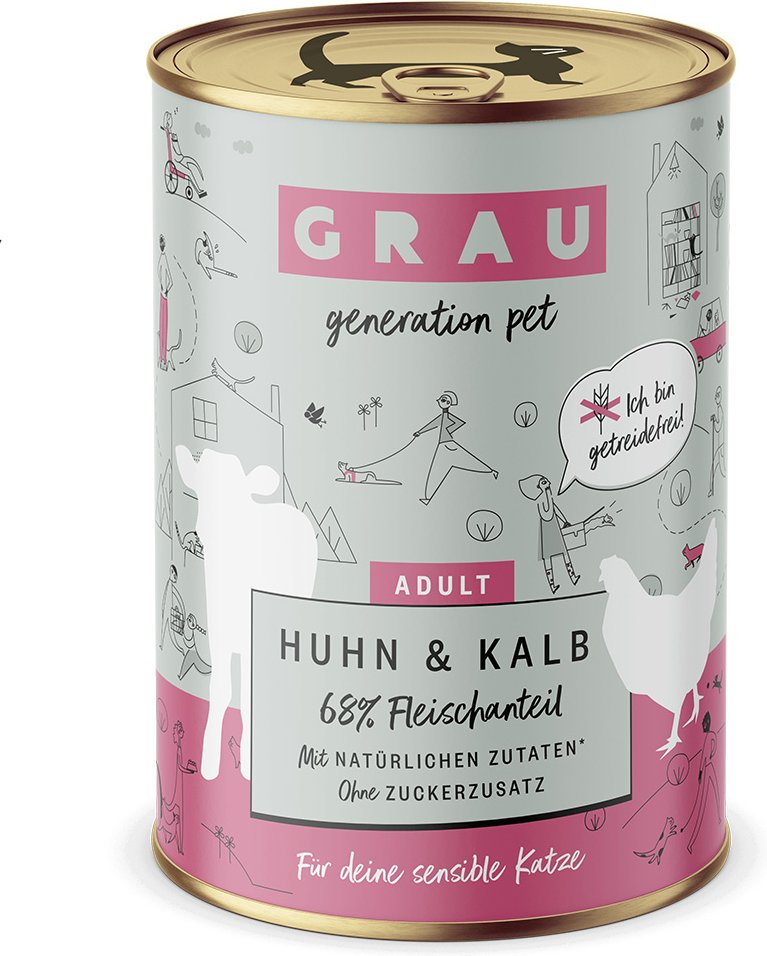 GRAU Schlemmertöpfchen getreidefrei 6 x 400 g - Huhn & Kalb