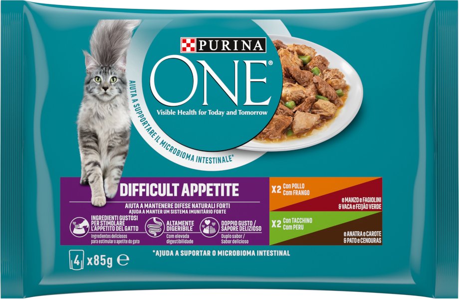 PURINA ONE Difficult Appetite - Huhn & Truthahn 4 x 85 g