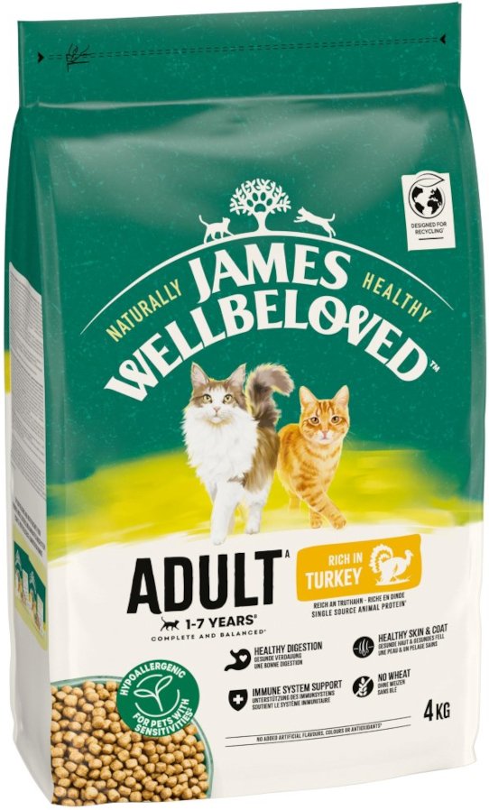James Wellbeloved Adult Cat Hypoallergenic Truthahn & Reis - Sparpaket: 3 x 4 kg