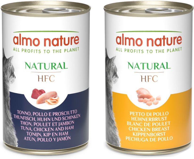 Sparpaket Almo Nature HFC Natural 12 x 140 g - Mixpaket (Hühnerbrust & Thunfisch/Huhn/Schinken)
