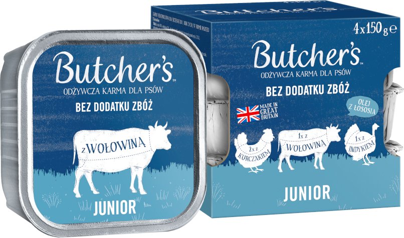 Sparpaket Butcher's Original 24 x 150 g - Junior Mix (Huhn, Rind, Truthahn)