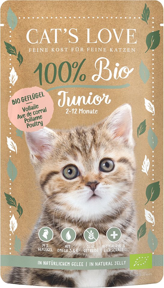 Cat's Love Bio 6 x 100 g - Junior Bio-Geflügel
