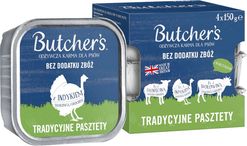 Sparpaket Butcher's Original 24 x 150 g - Mix 2: Traditionelle Rezepte (Lamm, Truthahn, Rind)