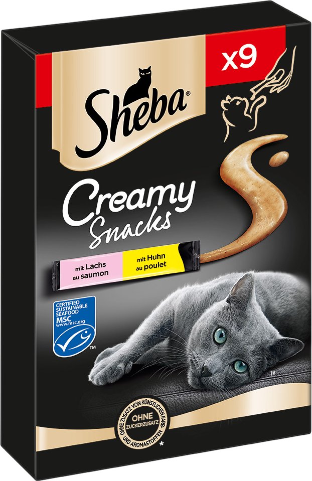 Sheba Creamy Snacks - Huhn und Lachs (63 x 12 g)