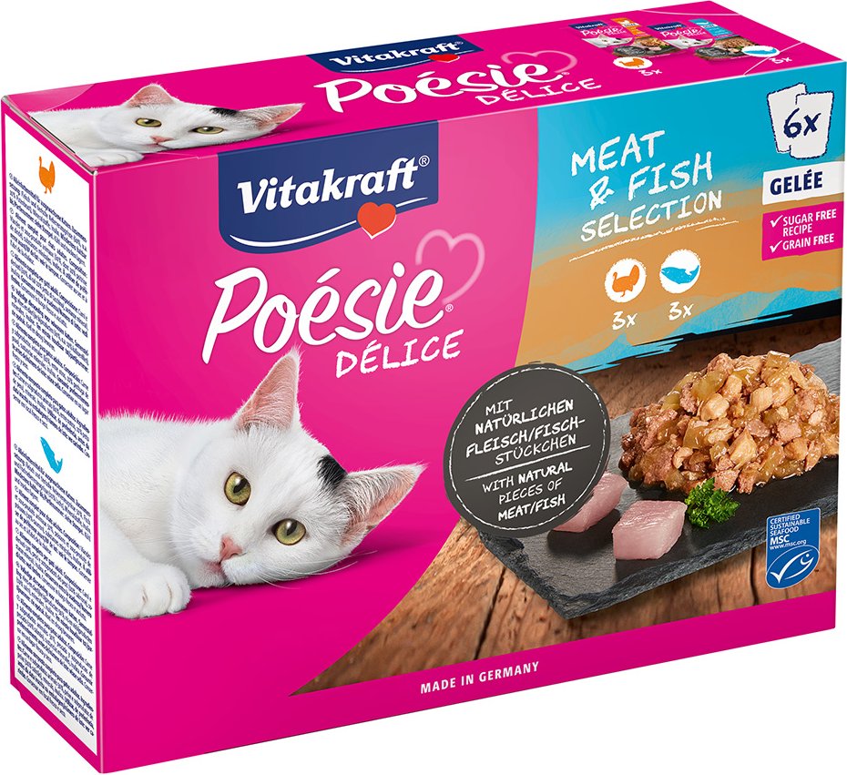 Vitakraft Poésie DéliSauce Mixpaket Pouch 6 x 85 g - Meat & Fish Selection
