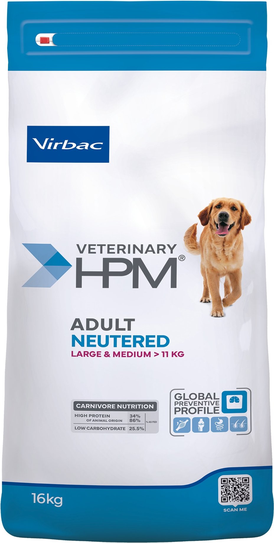 Virbac Veterinary HPM Adult Dog Neutered Large & Medium - 16 kg