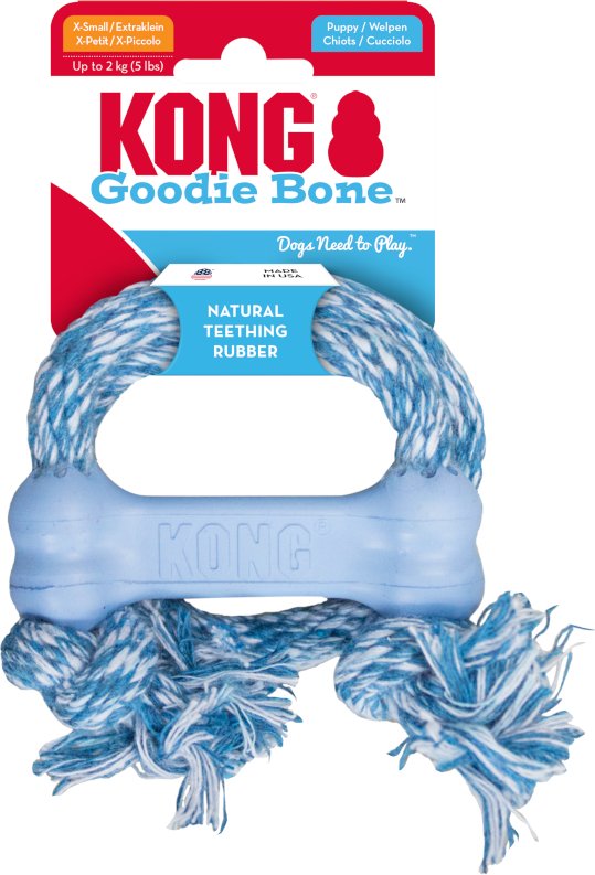 KONG Puppy Goodie Bone mit Seil - Größe XS: L 8,3 x B 2,8 x H 1,8 cm