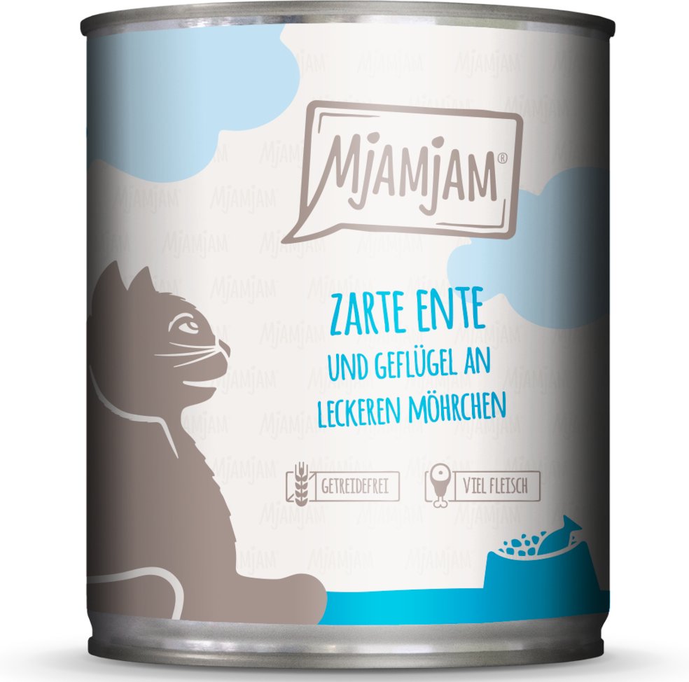 MjAMjAM 6 x 800 g - zarte Ente & Geflügel an leckeren Möhrchen