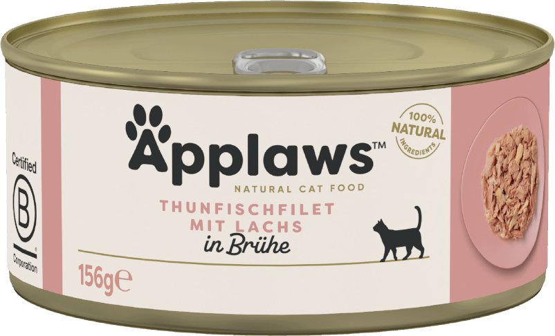 Sparpaket Applaws in Brühe 24 x 156 g - Thunfischfilet & Lachs