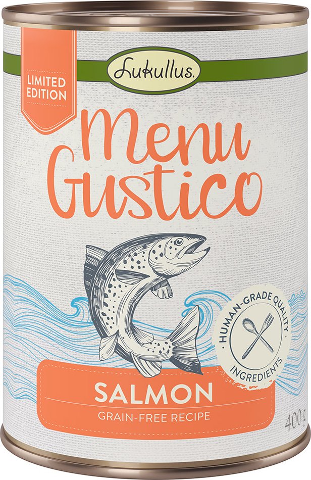 Thumbnail - Lukullus Menu Gustico - Lachs mit Karotte, Luzerne und Spinat - 6 x 400 g