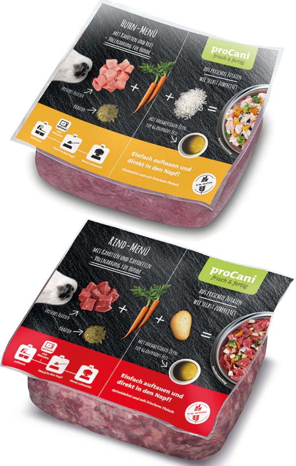 proCani frisch & fertig Menü Rind & Huhn - 22 x 500 g