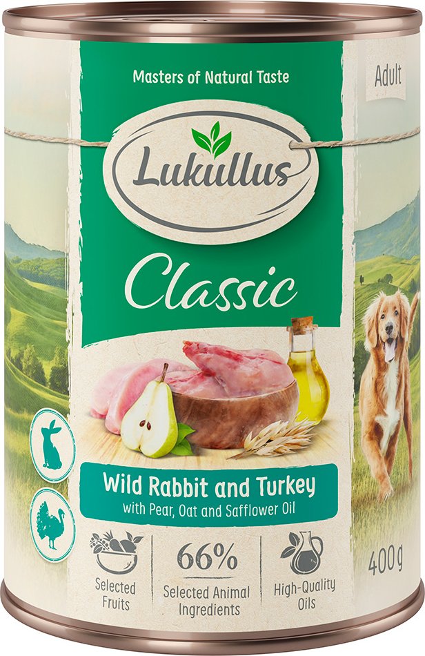 Lukullus Naturkost Adult 6 x 400 g - Wildkaninchen & Truthahn