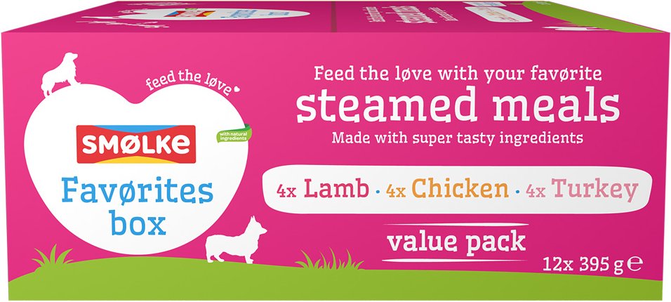 Smølke Steamed Meals 12 x 395 g - Favoriten-Mix (3 Sorten)
